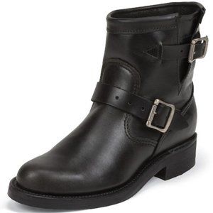 CHIPPEWA Short BLACK Leather Moto Boots Womens